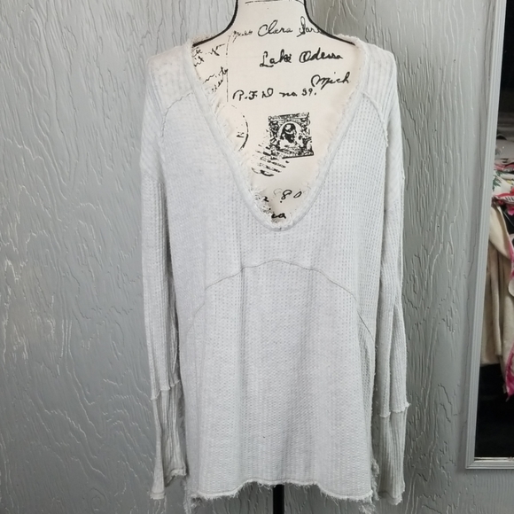 Free People oversized drippy distressed thermal - Picture 1 of 7
